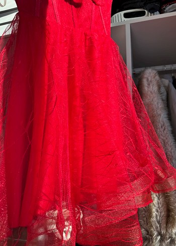 Kırmızı Kısa Abiye - Görsel 5