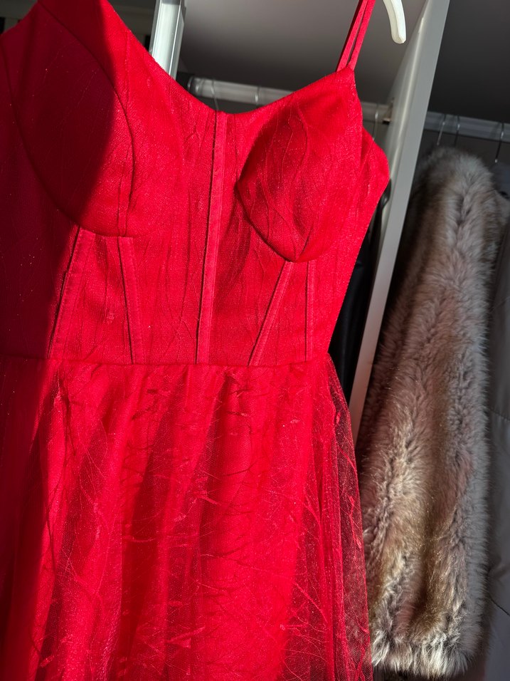 Kırmızı Kısa Abiye - Görsel 3