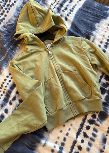 H&M Haki Crop Kapüşonlu