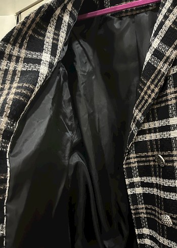 s Beden siyah Renk Düğmeli Siyah Ekose Kadın Blazer