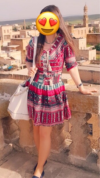 Etnik desenli elbise - Görsel 5