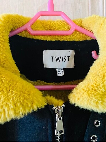 s Beden siyah Renk Twist kaşe kaban