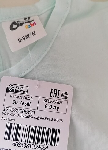 Civil 6-9 ay bebek alt ust tısort sort takım