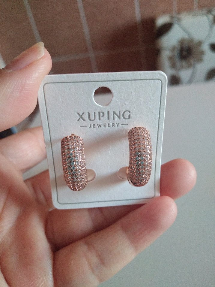 Pullu Mini Pembe Küpe - Görsel 2