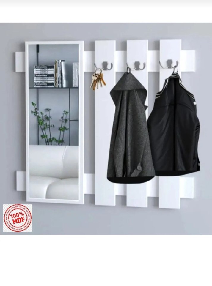 Gri Askılı ve Ayna Dolap Organizatörü 80x70 - Görsel 4