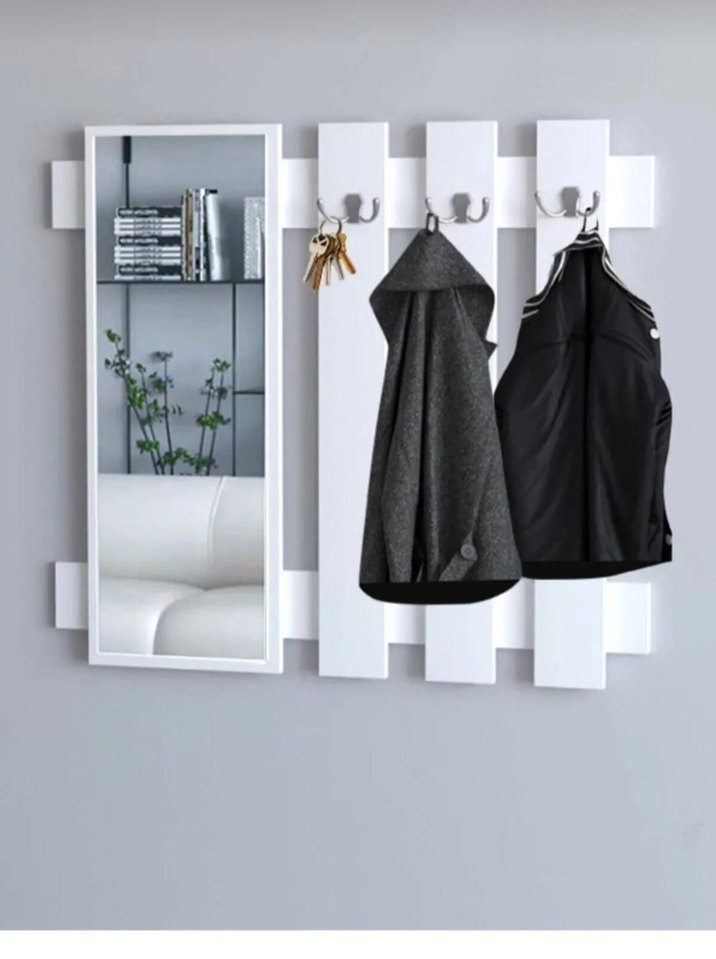 Gri Askılı ve Ayna Dolap Organizatörü 80x70 - Görsel 2