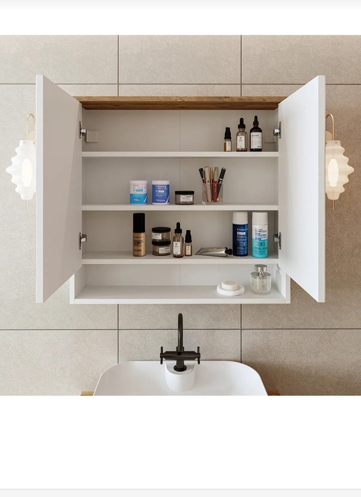 Diger Beyaz Işıltılı Duvar Aynası 60 x 70 ölçülerde - Görsel 3