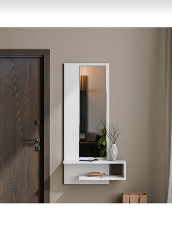 Beyaz Duvara Monte Aynalı Raf - Görsel 5