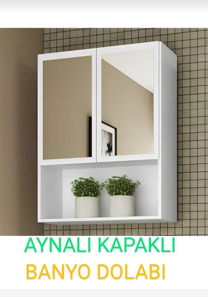 Beyaz Çift Kapaklı Ayna ve Raf Ünitesi - Görsel 2