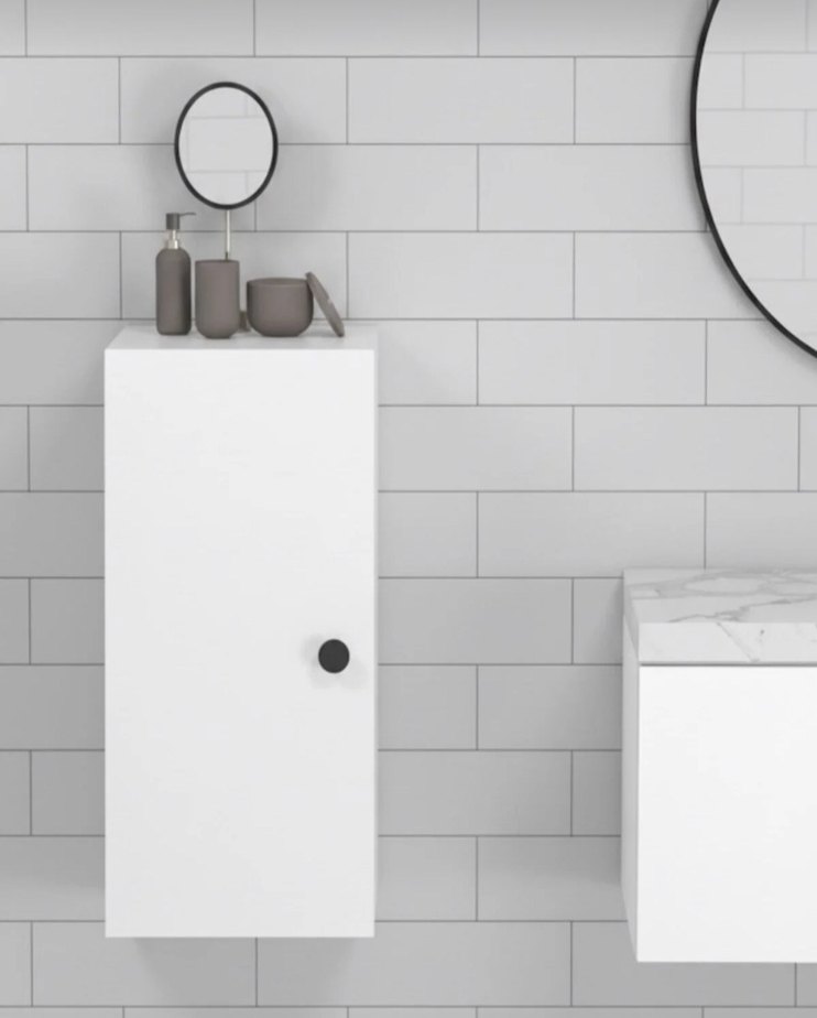 Beyaz Kapaklı Gri Duvar Dolabı - Görsel 3