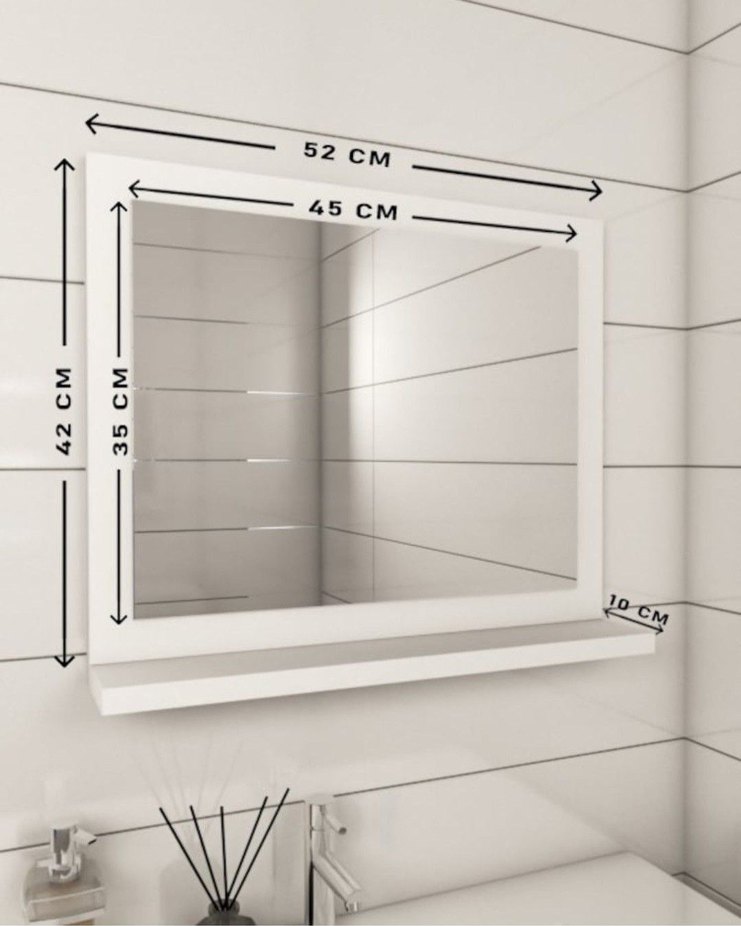 Beyaz Çerçeveli Gri Yansıtıcı Ayna - Görsel 3