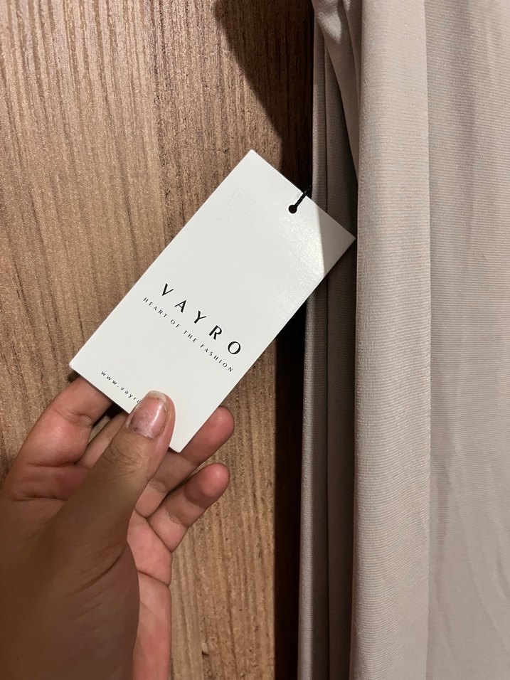 Bej Straplez Uzun Kadın Elbise - Görsel 2