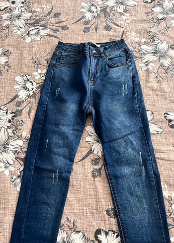 Kadın Lacivert Bol Kesim Midi Kot Pantolon - Görsel 7