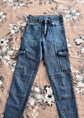 Kadın Lacivert Bol Kesim Midi Kot Pantolon - Görsel 10