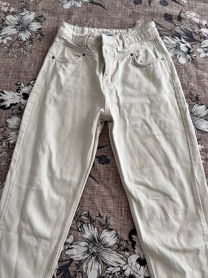 Kadın Lacivert Bol Kesim Midi Kot Pantolon - Görsel 3