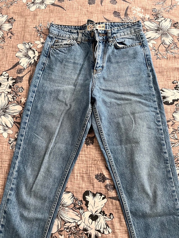 Kadın Lacivert Bol Kesim Midi Kot Pantolon - Görsel 5