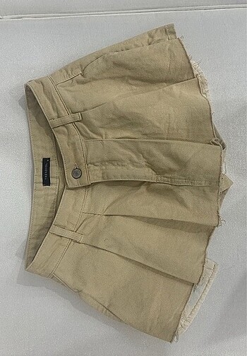 xs Beden Pileli denim şort etek
