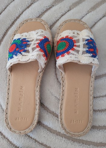 Marjin Renkli Cicekli Bohem Espadril Terlik