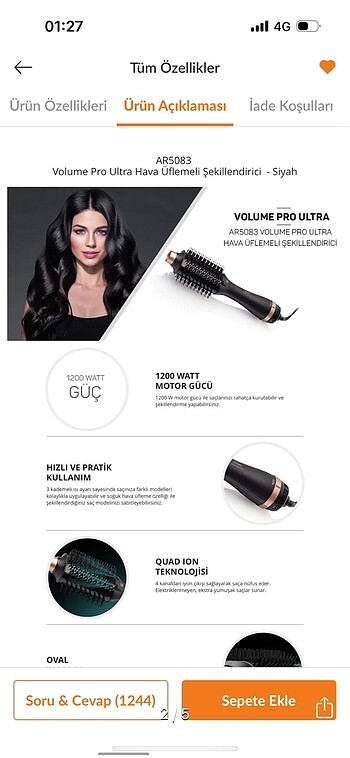 Arzum AR5083 arzum volume pro fön tarağı