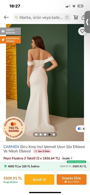 36 Beden Nikah elbisesi Beyaz