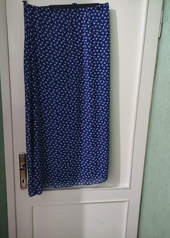 Diğer Kadın Mavi Desenli Uzun şifon Etek