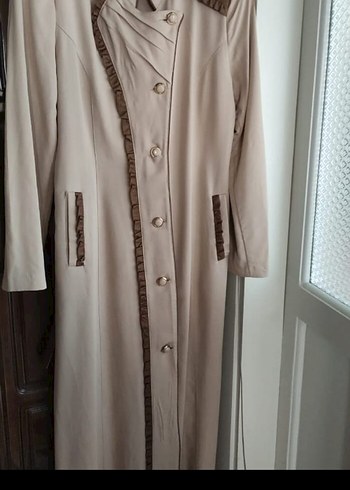 Bej Uzun Kollu Modern Klasik Kadın pardesü - Görsel 2