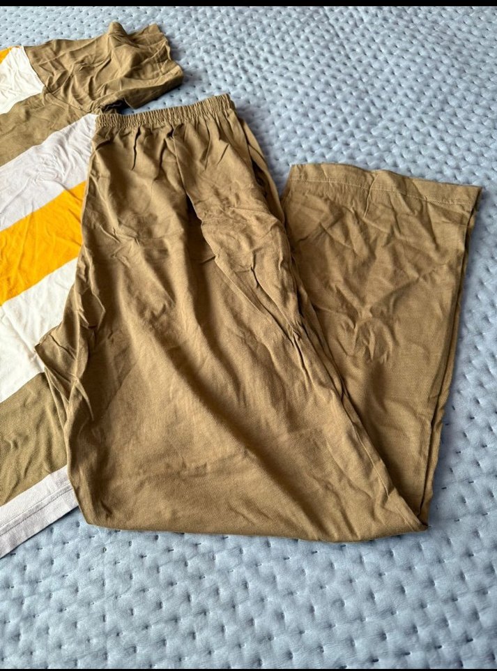 Erkek Kahverengi Loose Fit Kısa Kollu Pijama Takımı - Görsel 4