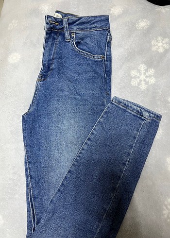 Düğmeli Mavi Kadın Denim Jean