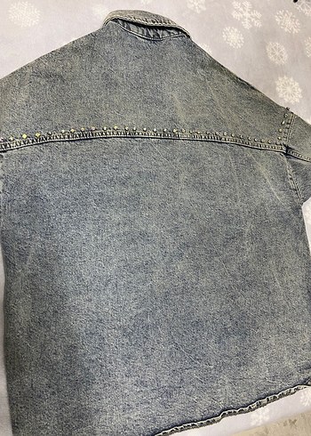 Diğer Düğmeli Gri Kadın Denim Ceket