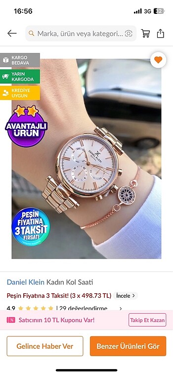 Dantel klein kadın kol saati