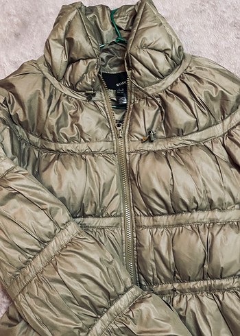 Bej Mini Kadın Kışlık Fermuarlı Ceket - Görsel 4