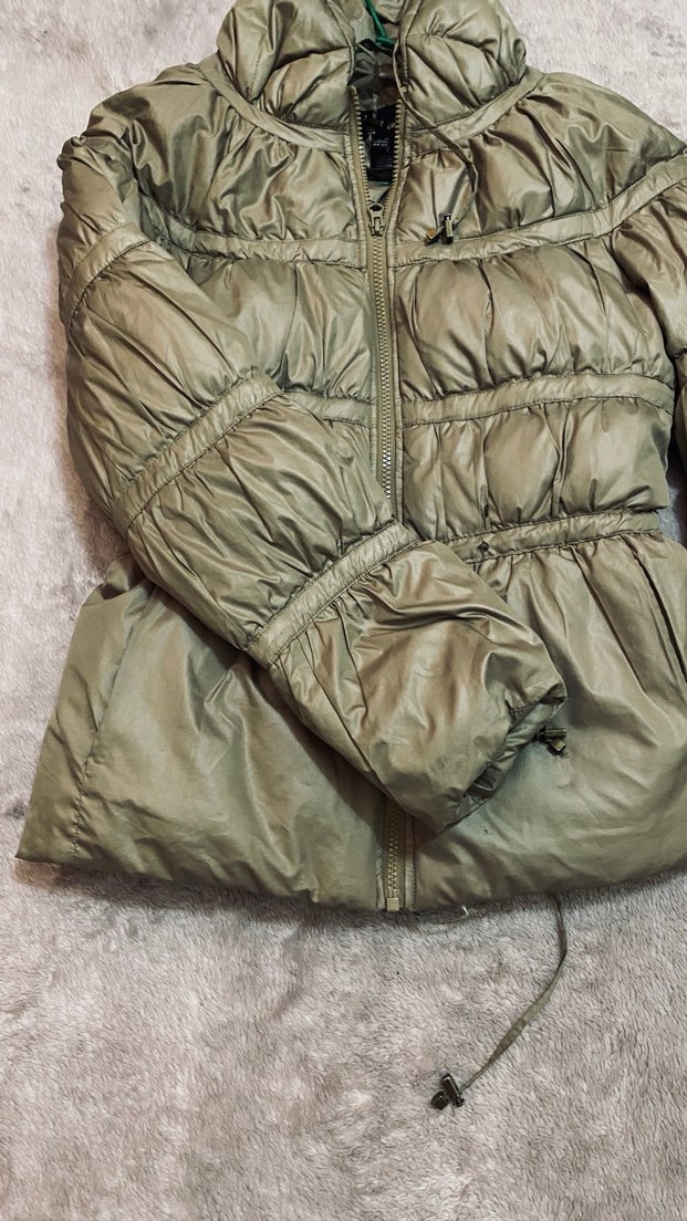 Bej Mini Kadın Kışlık Fermuarlı Ceket - Görsel 2