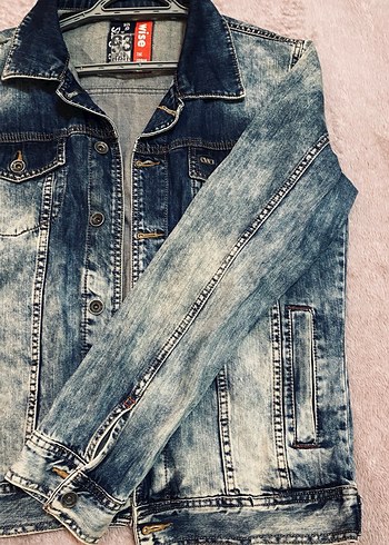 Kadın Gri Mavi Batik Desenli Denim Ceket - Görsel 2