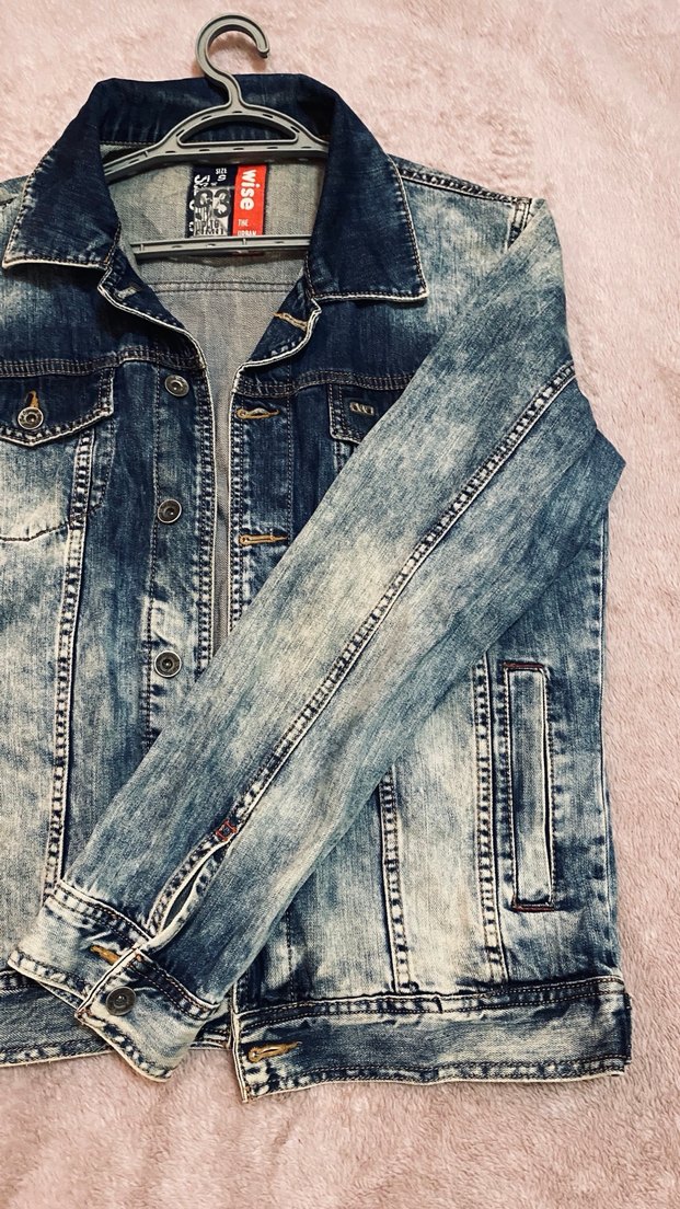 Kadın Gri Mavi Batik Desenli Denim Ceket - Görsel 2