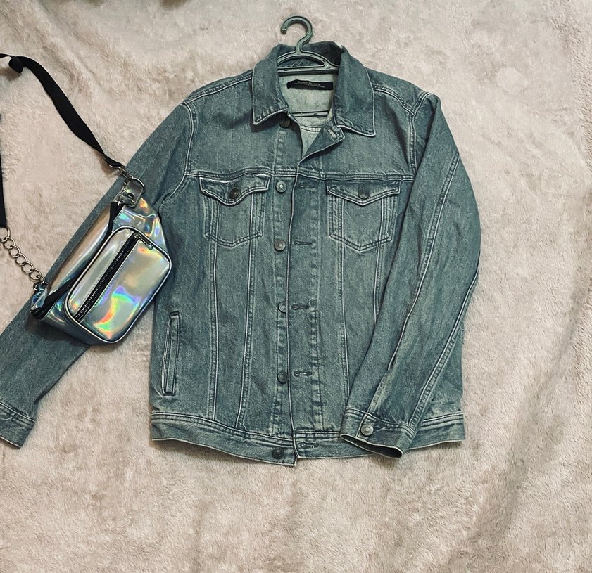 Gri Kadın Denim Ceket, Salaş Kesim - Görsel 3