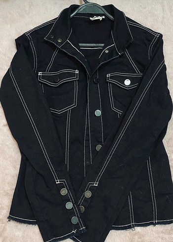 Siyah Düğmeli Kadın Denim Ceket - Görsel 2