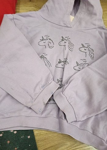 3 Yaş Beden gri Renk Gri Baskılı Triko Uzun Kollu Bebek Kız Takımı
