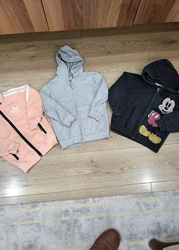 Kız Çocuk Gri Fermuarlı Kapüşonlu Sweatshirt