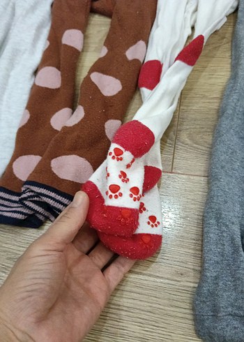 4 Yaş Beden Çocuk için gri ve bej renkli triko külotlu çoraplar