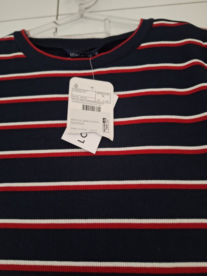 Çizgili Kısa Kollu Uzun Elbise - Görsel 3