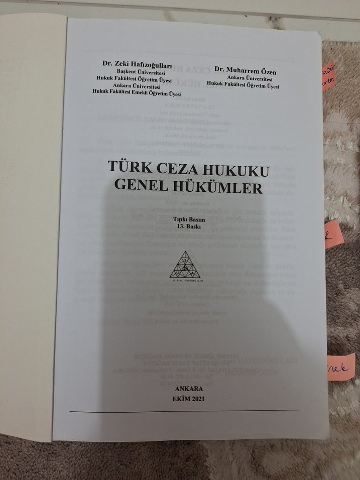 Türk Ceza Hukuku Genel Hükümler Kitabı - Görsel 2