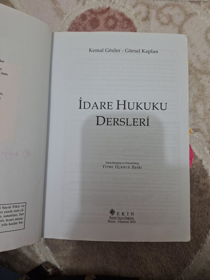 İdare Hukuku Dersleri - Kemal Gözler, Gürsel Kaplan - Görsel 2