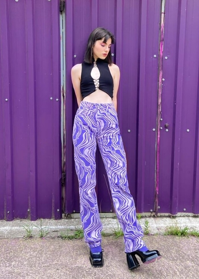 mor zebra desen pantolon - Görsel 2