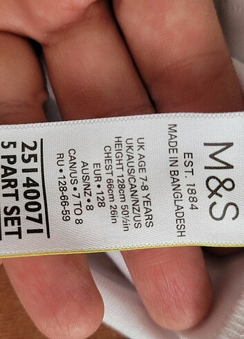 7 Yaş Beden beyaz Renk Marks&Spencer Erkek Çocuk 5'li Atlet 7-8 yaş
