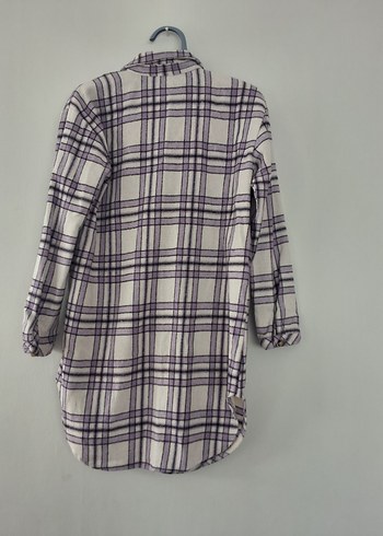 Mor Ekose Desenli Uzun Kollu Kadın Gömlek - Görsel 9