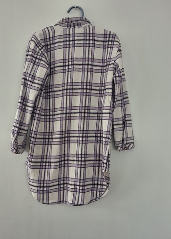 Mor Ekose Desenli Uzun Kollu Kadın Gömlek - Görsel 6