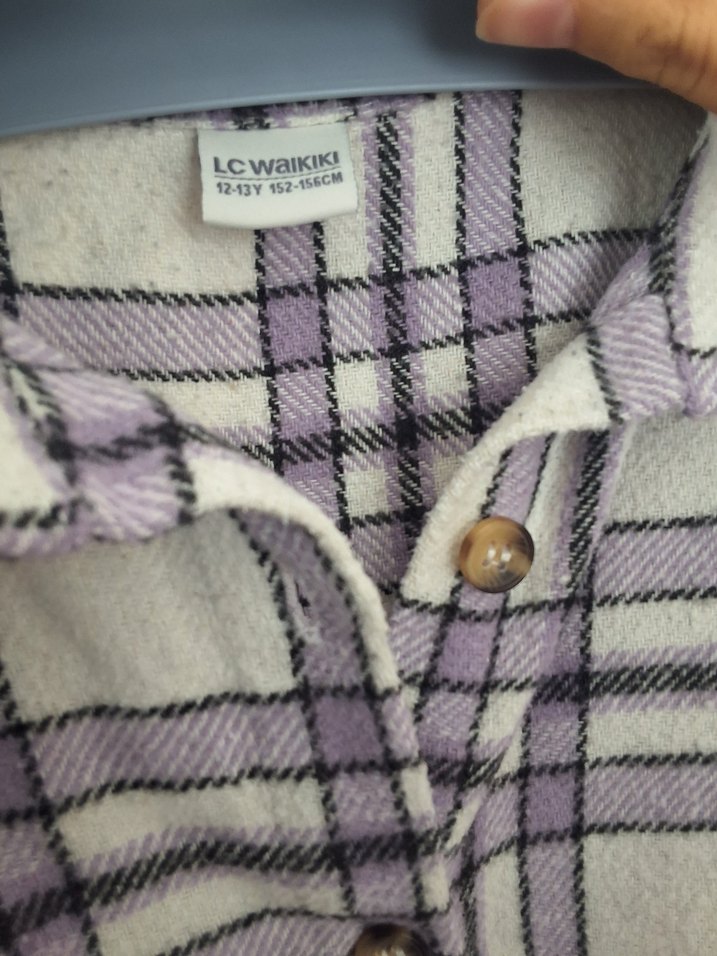 Mor Ekose Desenli Uzun Kollu Kadın Gömlek - Görsel 5