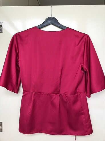 34 Beden bordo Renk Koton kruvaze saten bluz