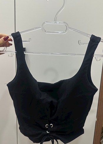 LC Waikiki Siyah Korse Crop Top