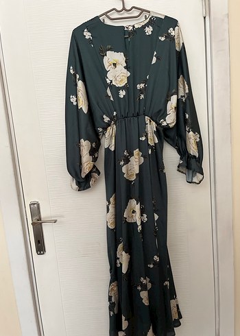 Uzun Bohem Kadın saten tesettür elbise - Görsel 5